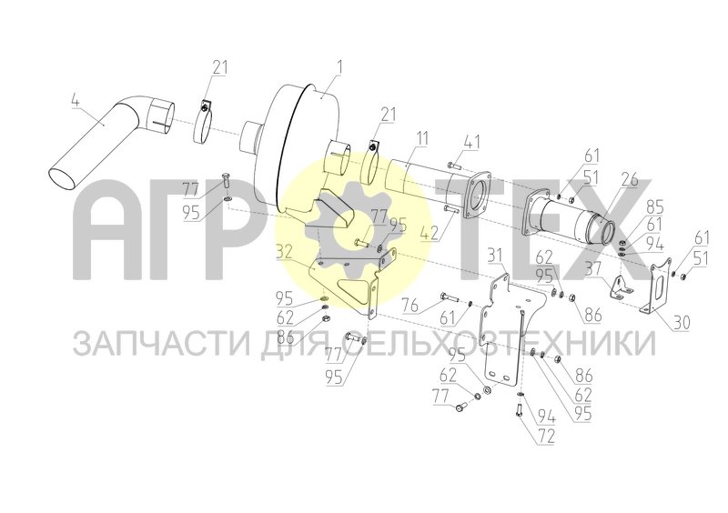 Чертеж Установка глушителя (S300.05.07.800)